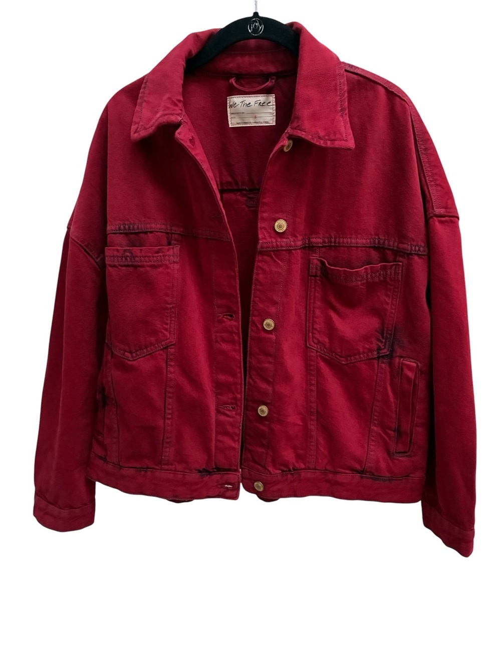 Free People We The Free Opal Swing Denim Jacket - Burgundy / Brick Red - Small